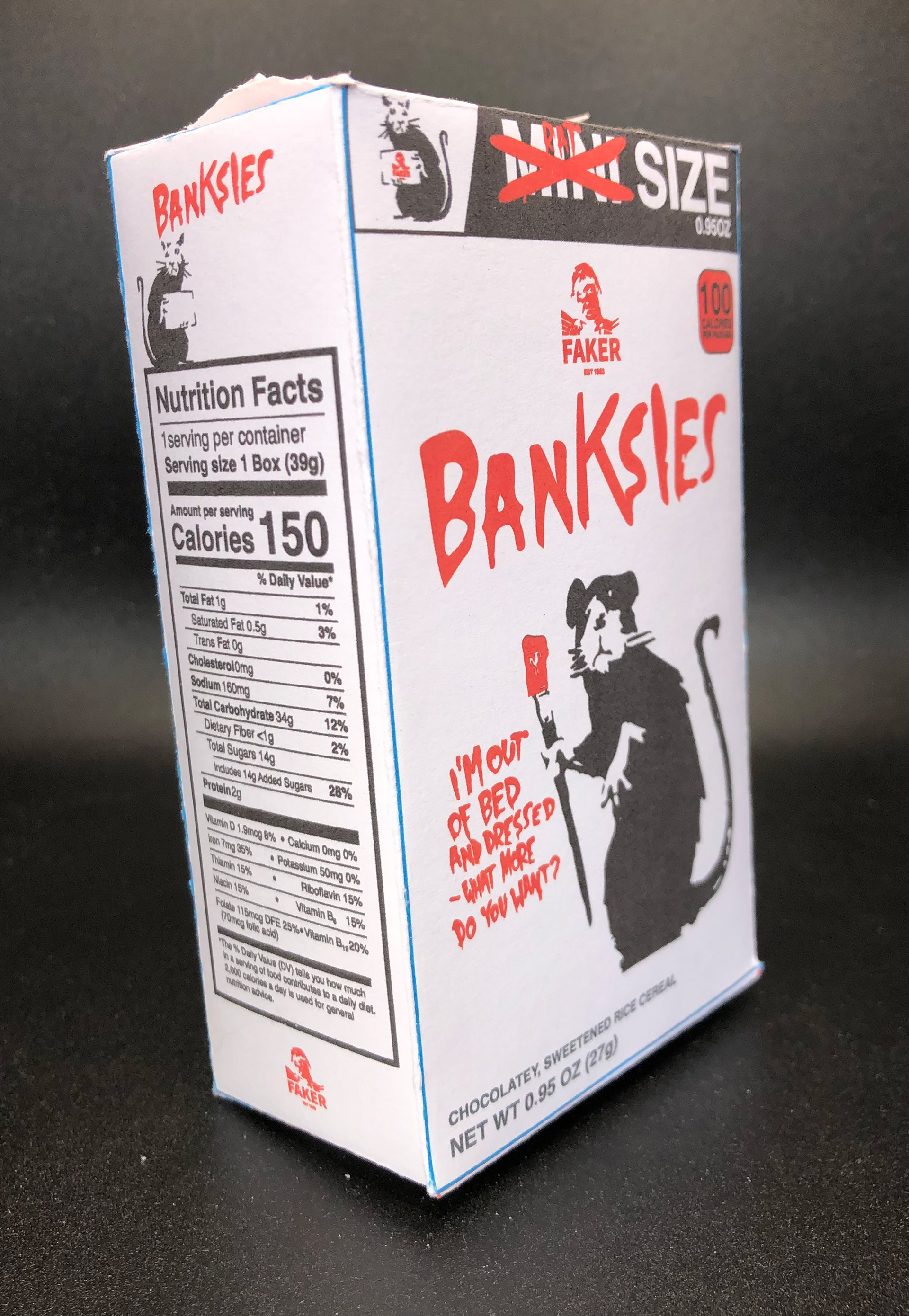 Side of Faker Oats Banksies Cereal Box