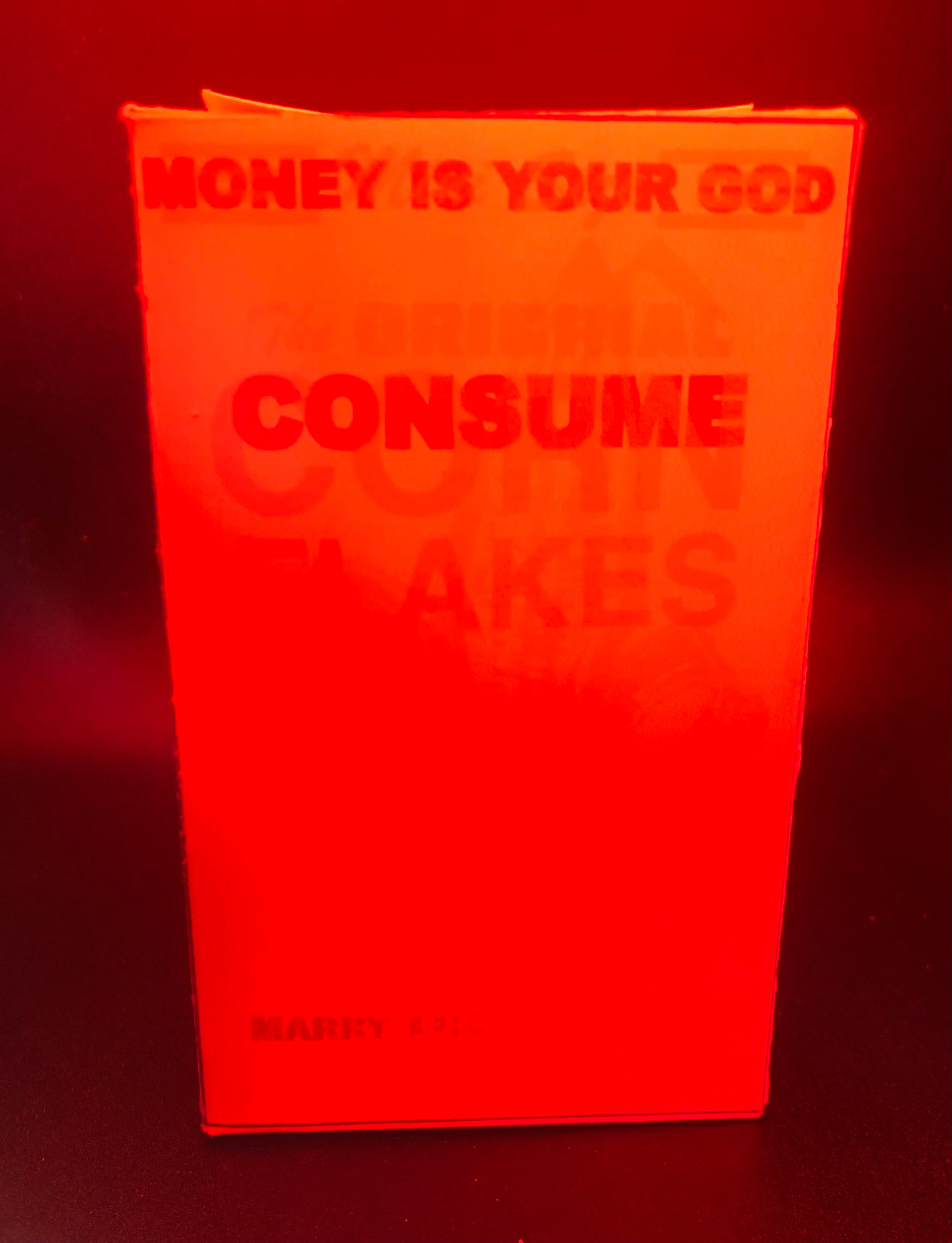 Corn Flakes box as seen through decoder glasses