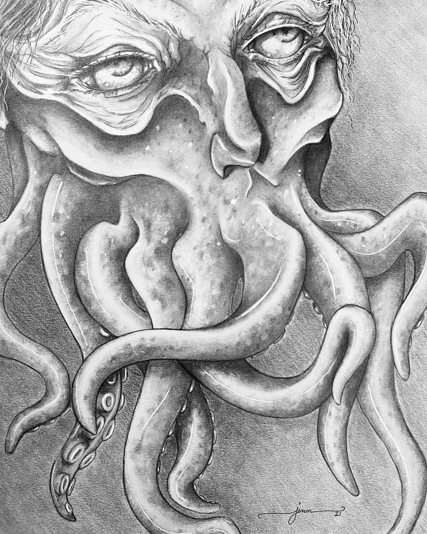 Pencil Drawing - Squidman - 2021