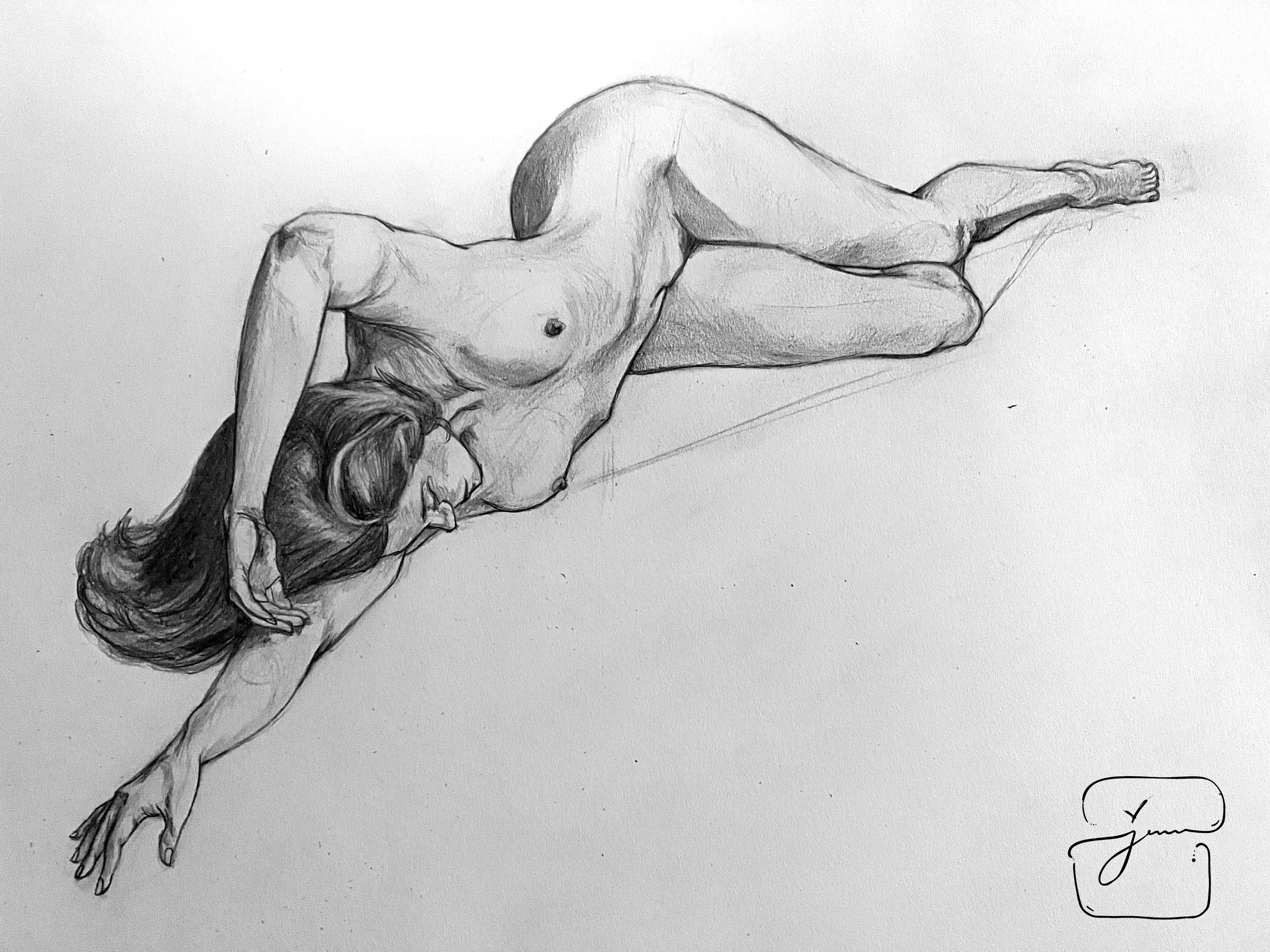 Pencil Drawing - Foreshortened Figure Drawing - Spring 2023