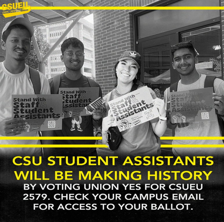 Graphic design that Ryan created for the historic organizing campaign that resulted in thousands of college students winning their union across California State University campuses.