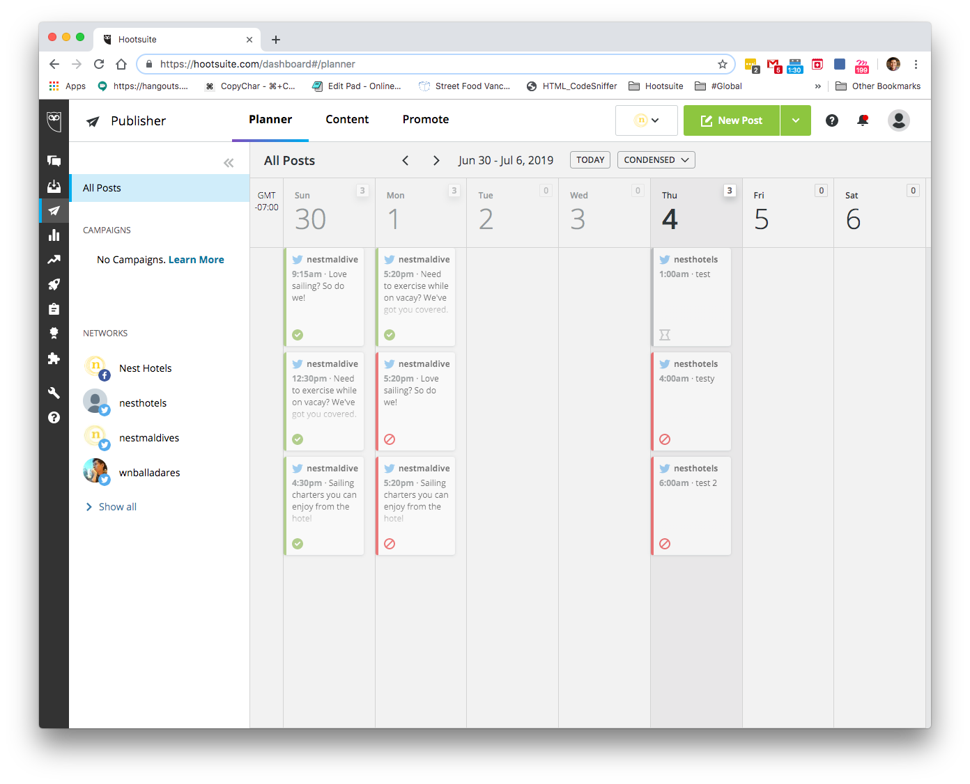 A snippet of a planner in the old UI