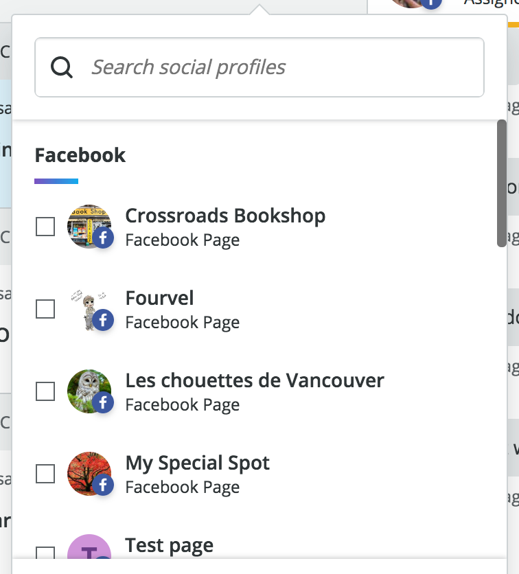 A snippet of a social network picker in the old UI