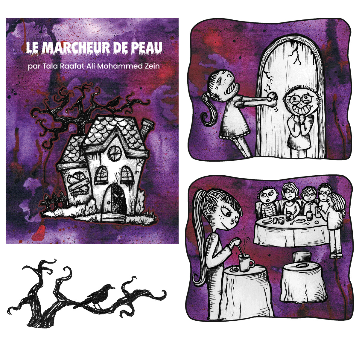 Illustrations d'histoires d'enfants immigrants ("Il était treize fois" École notre-Dame St-Joseph - La Prairie)