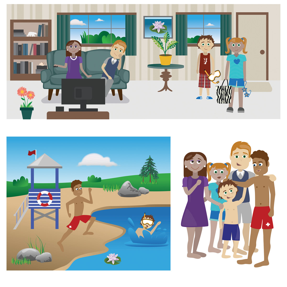 Illustrations d'histoires d'enfants immigrants ("Il était treize fois" École notre-Dame St-Joseph - La Prairie)