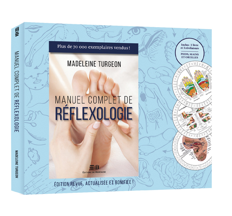 Boîtier, illustrations et graphisme sur la réflexologie