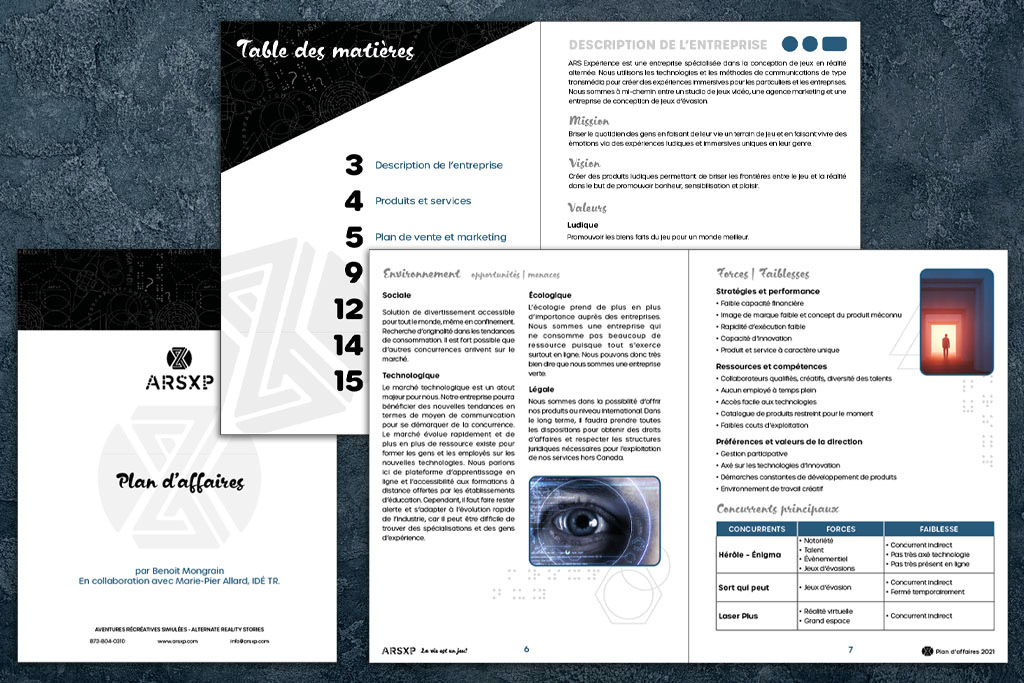 Plan d'affaires pour ARSXP