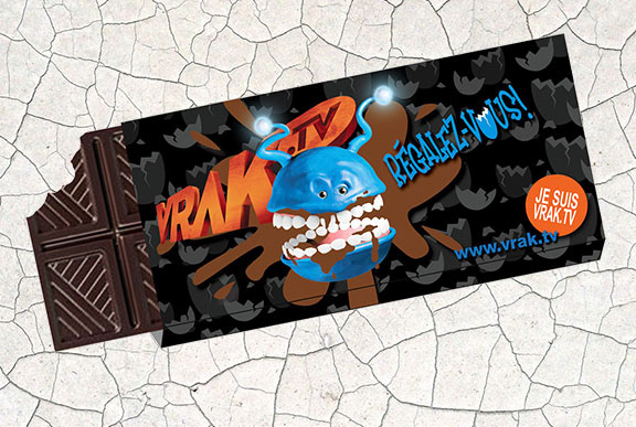 Emballage de chocolat promotionnel (Vrak.TV)