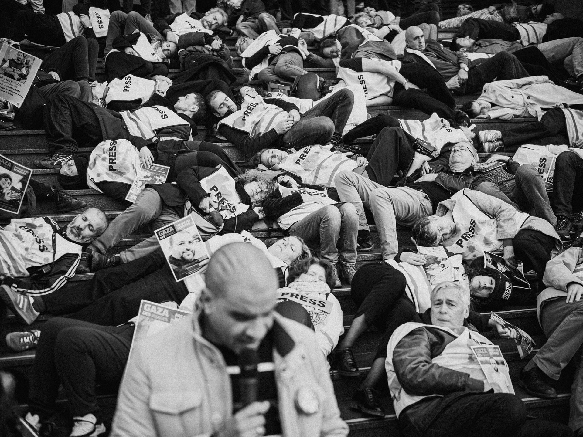 Paris, rassemblement en soutien a la presse a Gaza, 2025
