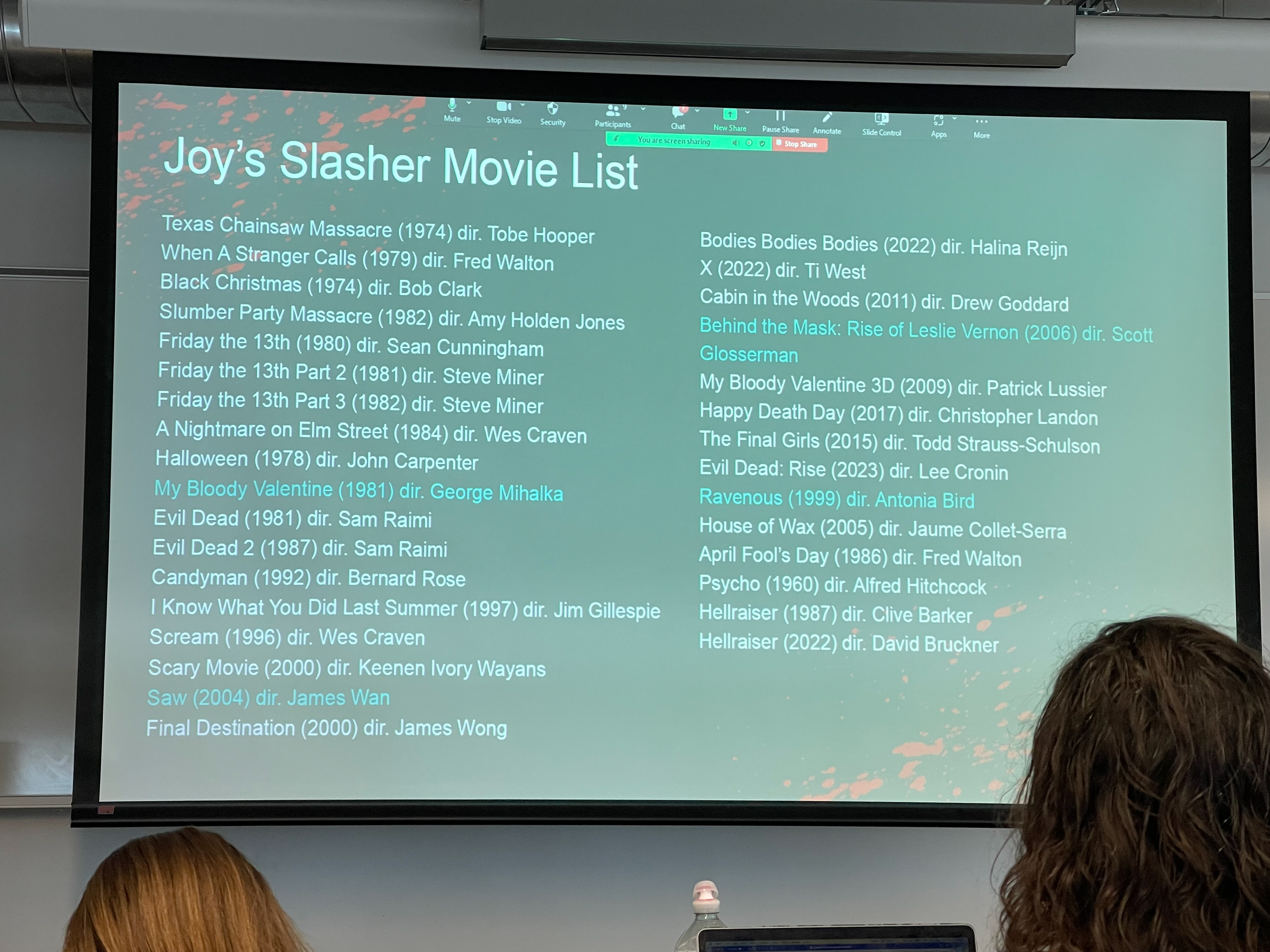 My Personal Slasher List for the Project