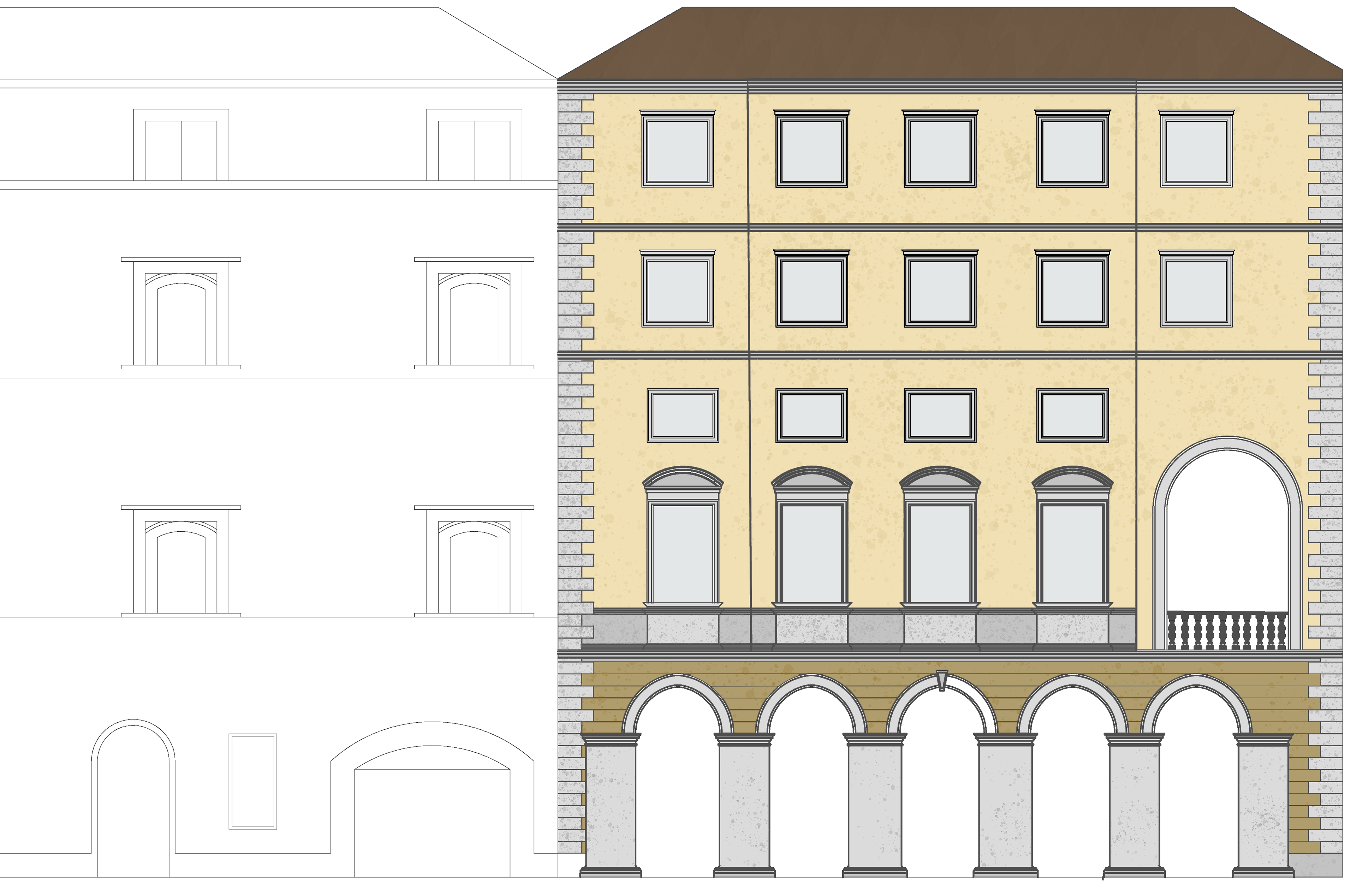 East Elevation with adjacent building