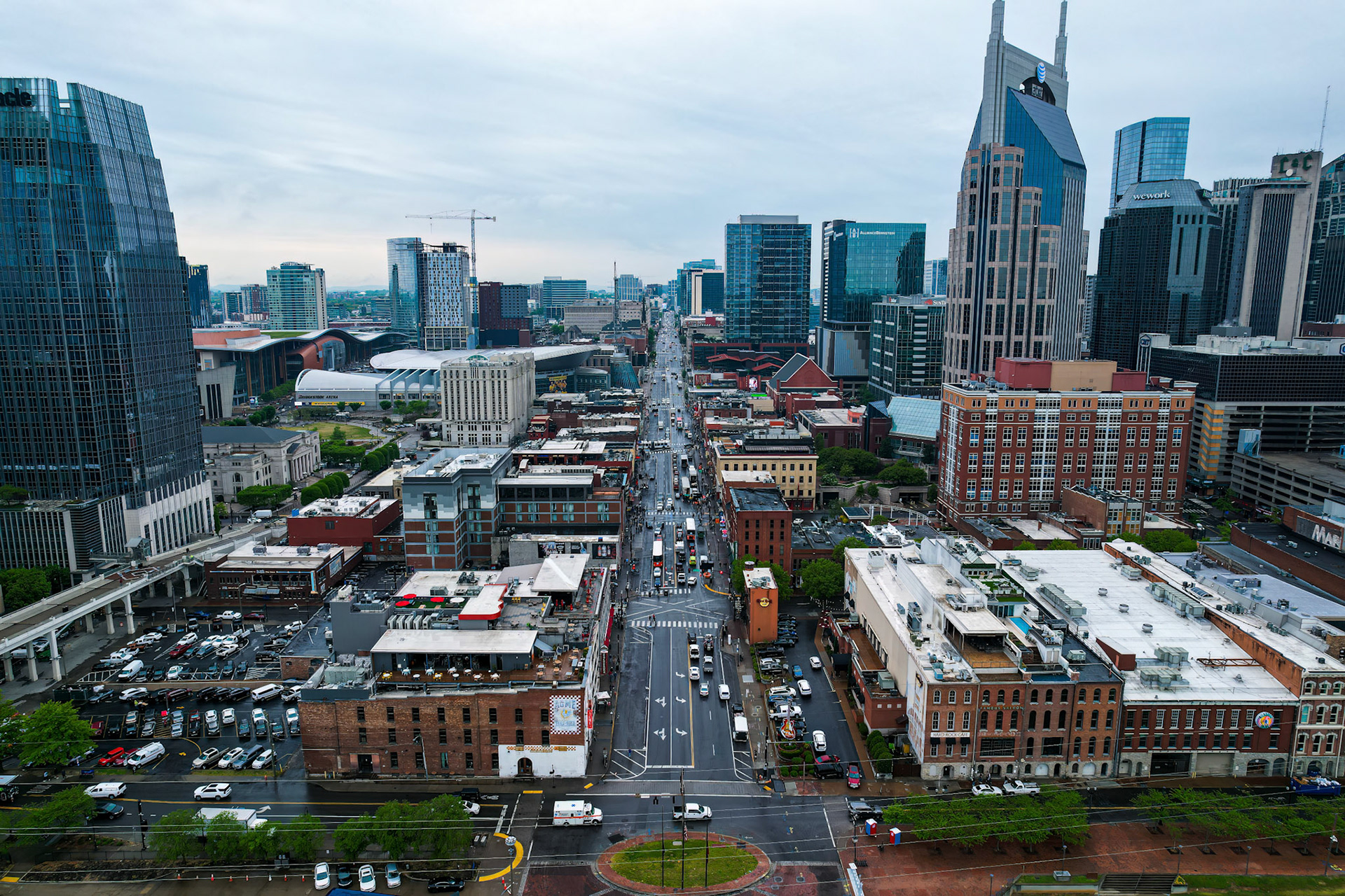 Looking down Broadway in Nashville, TN