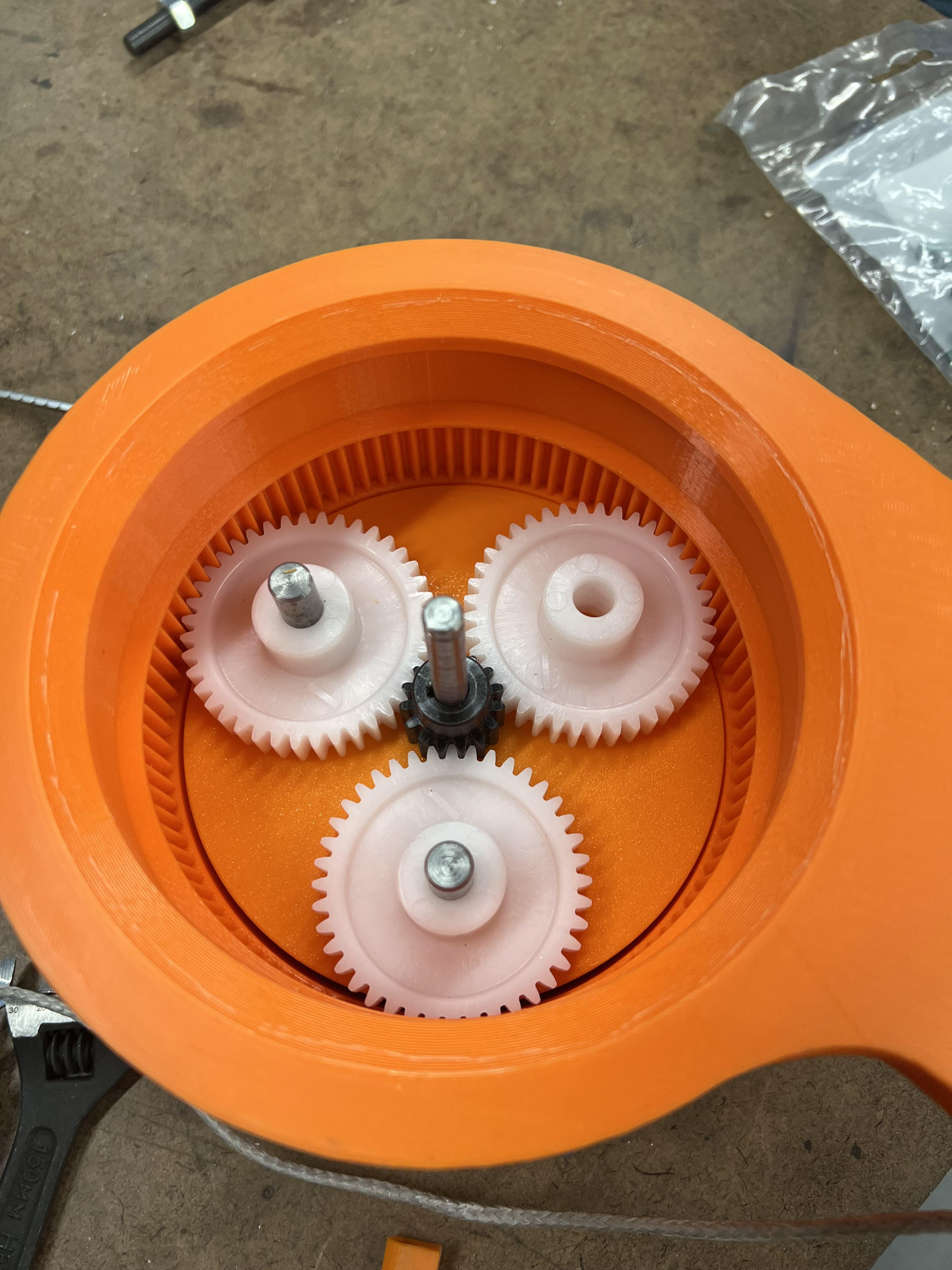 Internal planetary gearbox being assembled