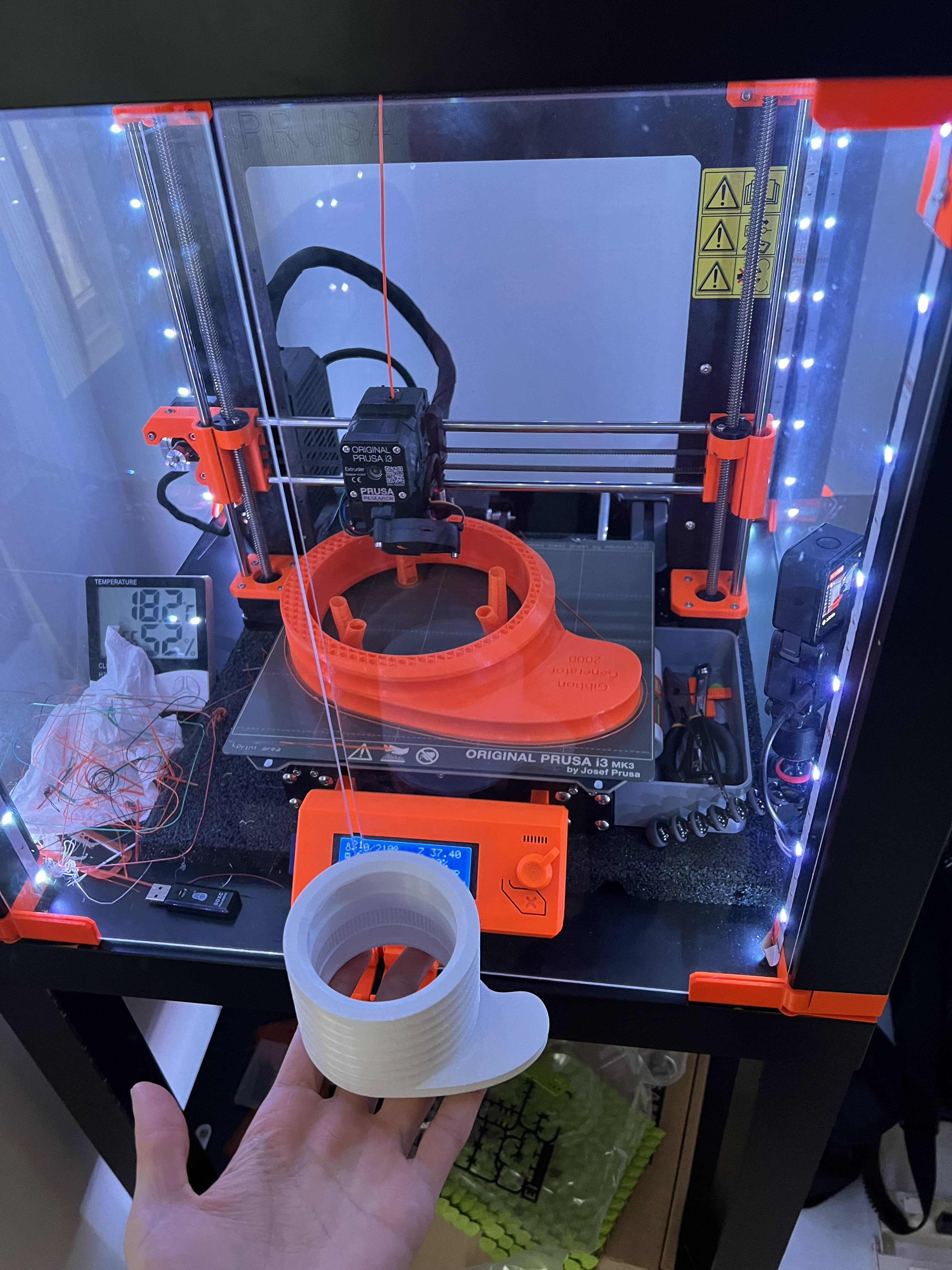 The large pulley vs the small prototype