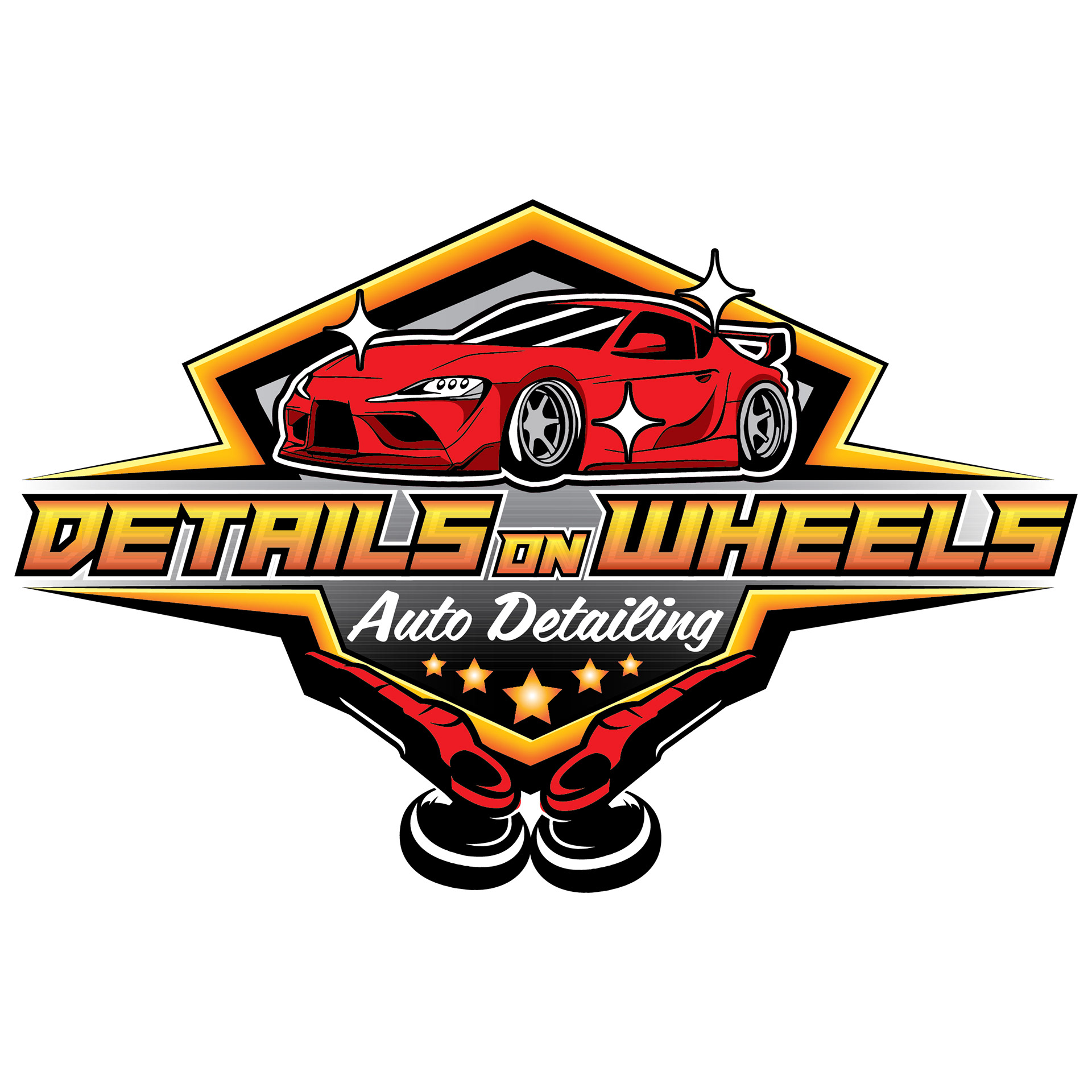 Logo for a mobile auto detailing business. Hand-drawn car, imported onto a vector format on Illustrator.