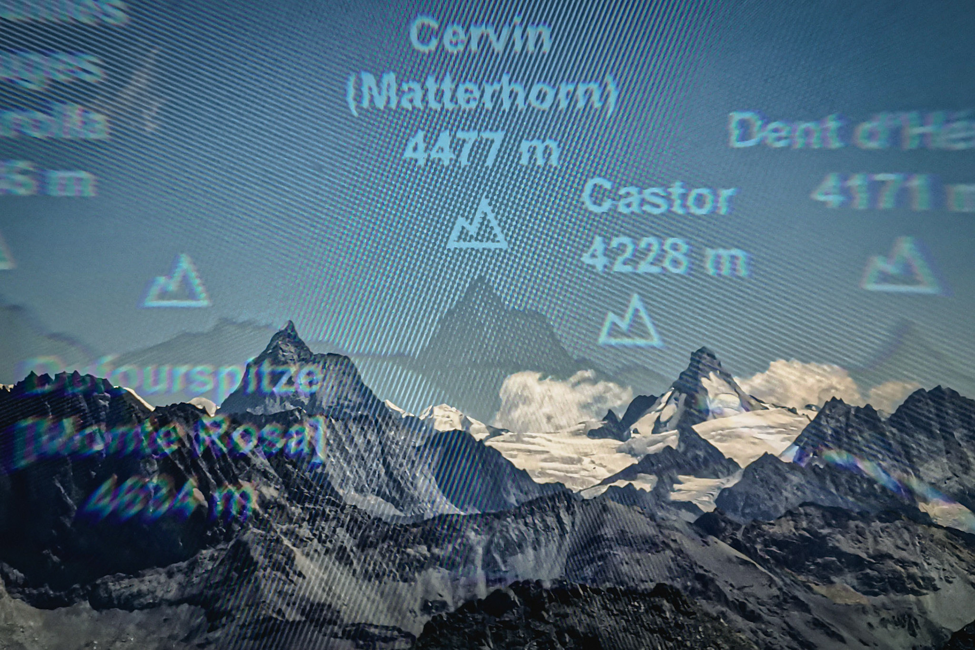 Matterhorn as seen through the Mont Fort (3330m) binoculars