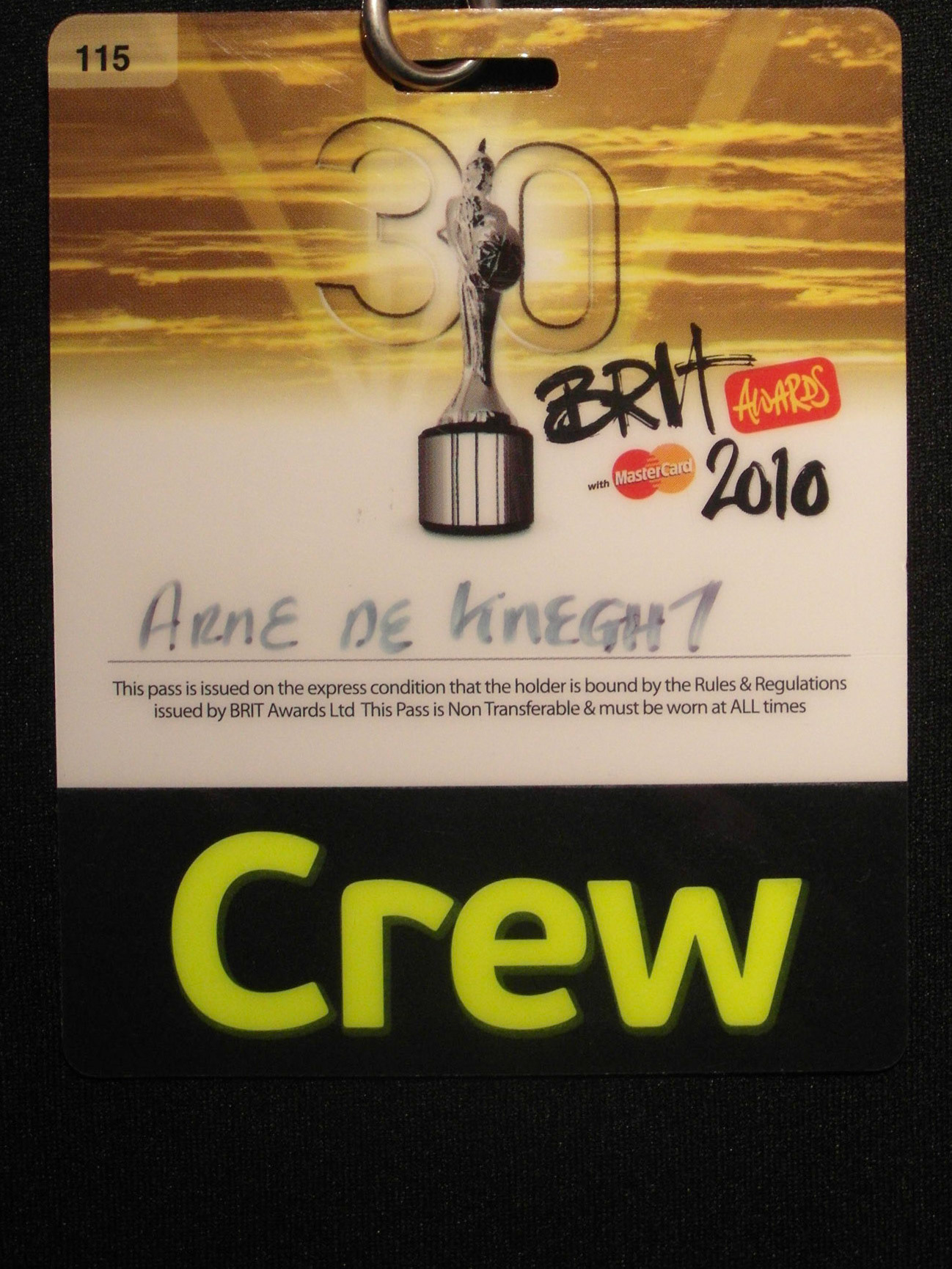 Tourpass 2010 Brit Awards