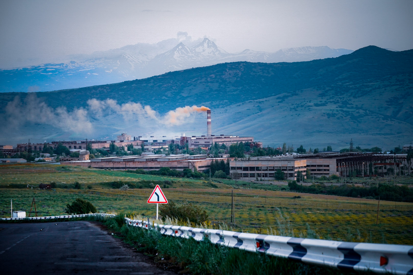 Armenia's tallest mountain, Mt Aragats, as seen from Charentsavan, 42km away