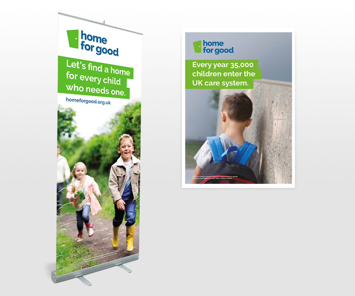 Home for Good banners and poster examples