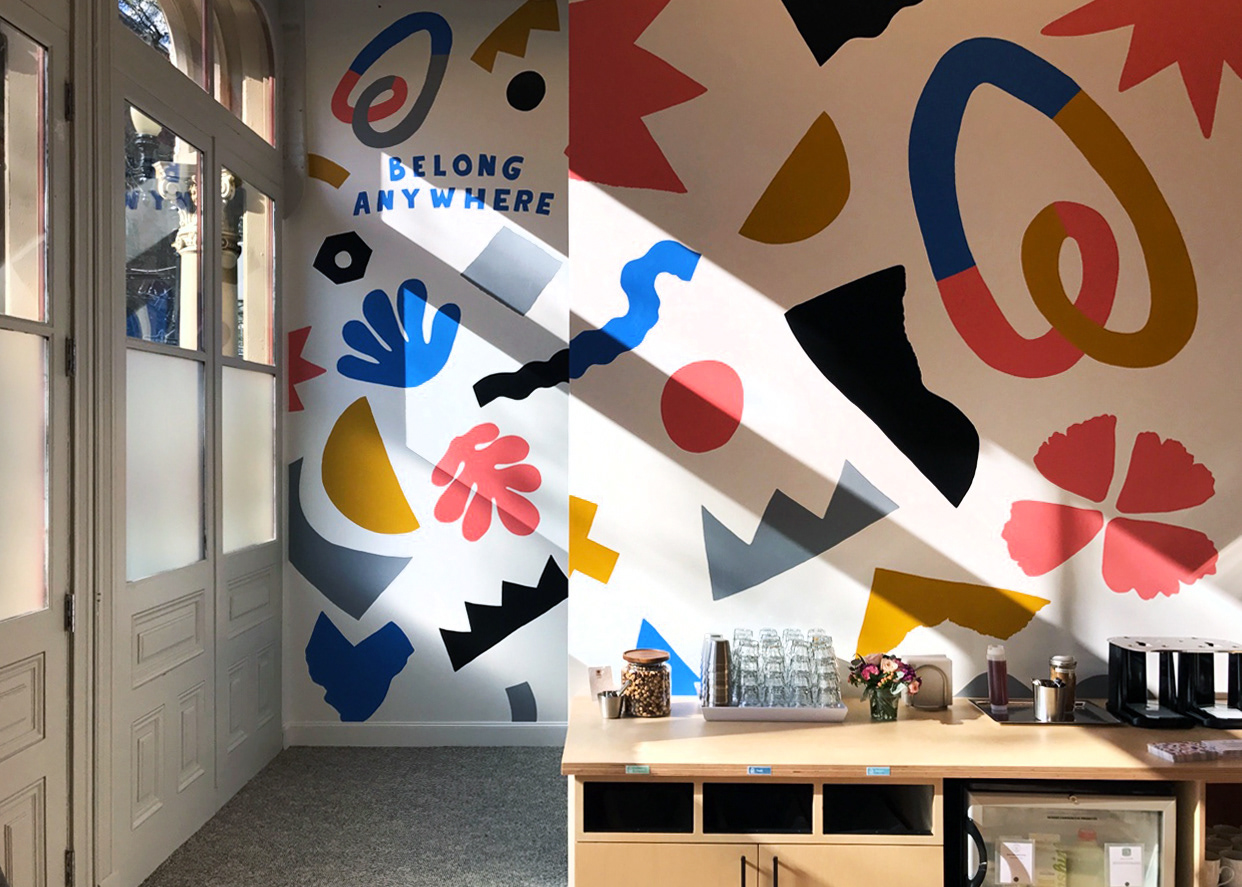 Will Bryant's mural at Air bnb headquarters in Portland, Oregon