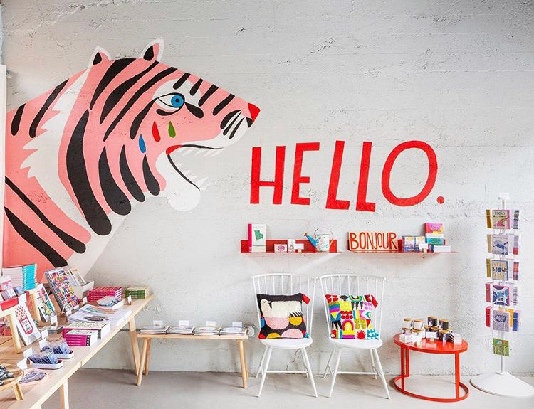 Lisa Condon's mural design in her retail space.