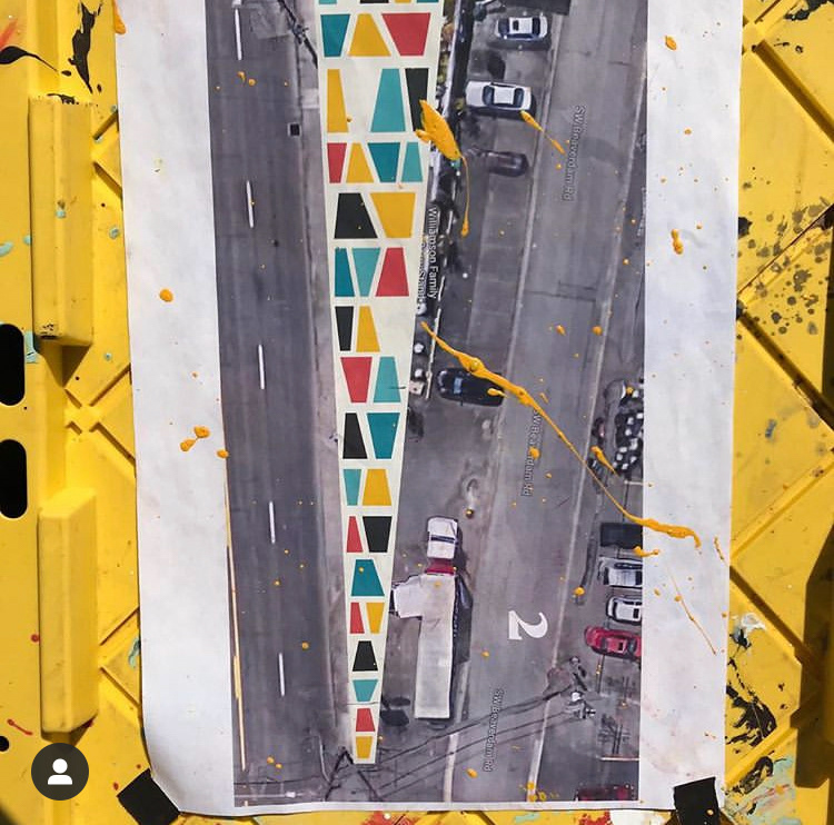Aerial view of plan for Ellen Picken's street mural in Beaverton, Oregon