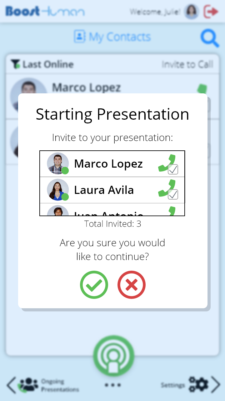 Confirm Starting a Presentation
