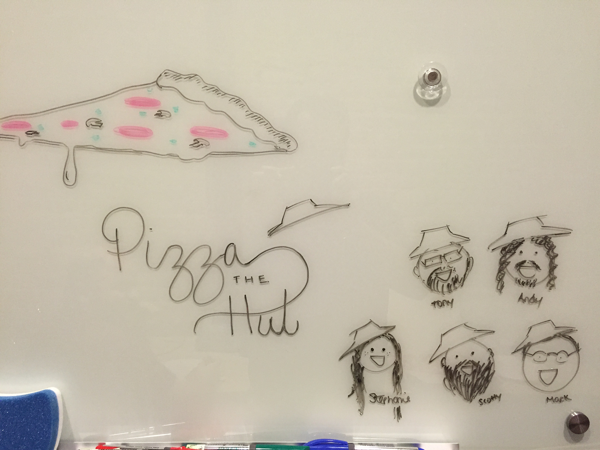 The core Pizza Hut team, drawn by our art director