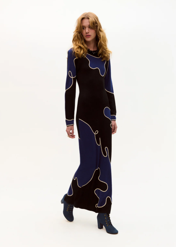 Knitted dress with soutache technique