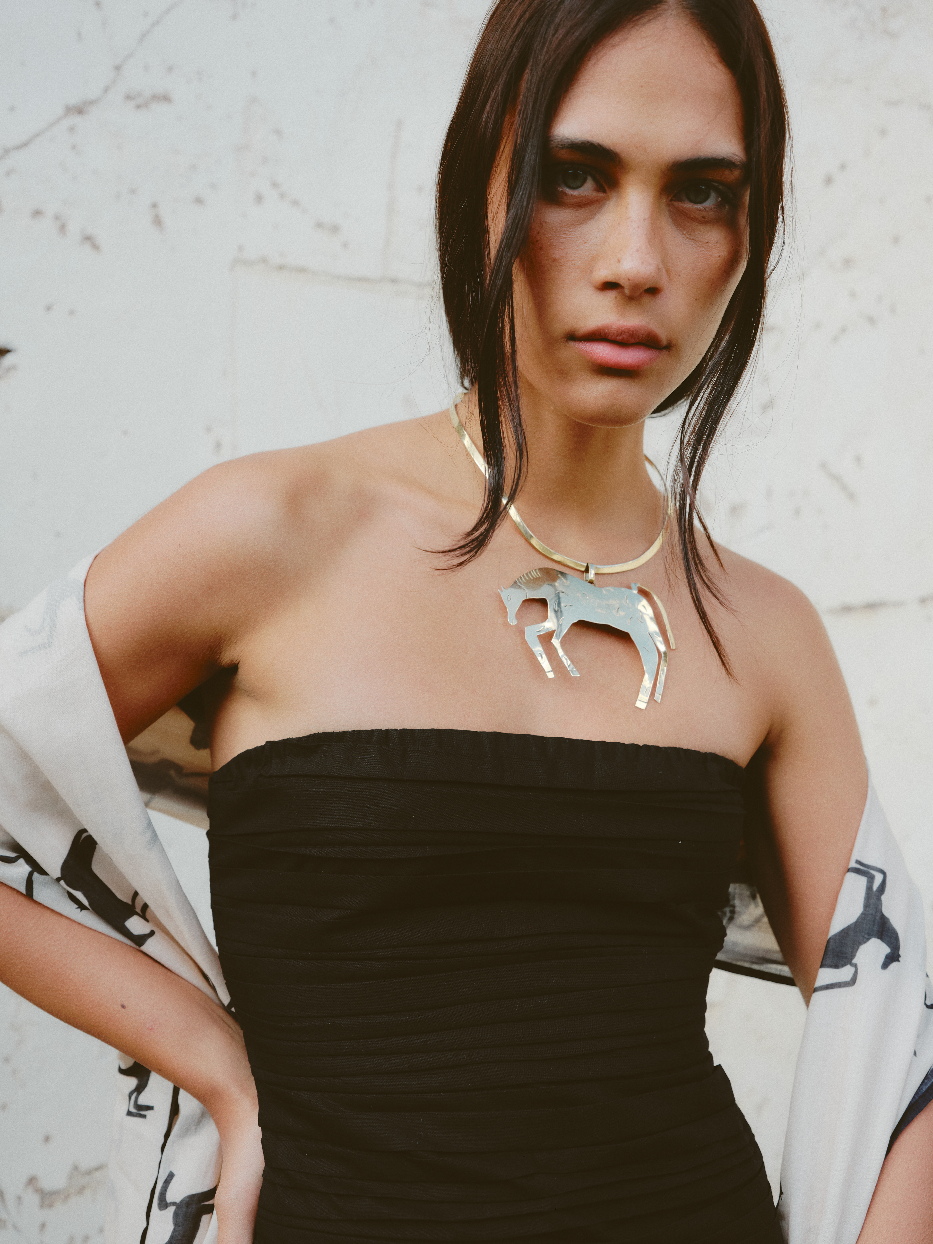 Artisanal made metal choker with gold bath