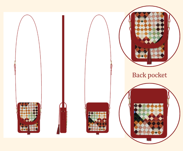 Vegan leather crossbody bag with "intrecciato-like" technique.