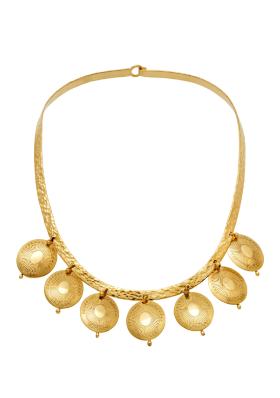 Coins metal choker with gold bath