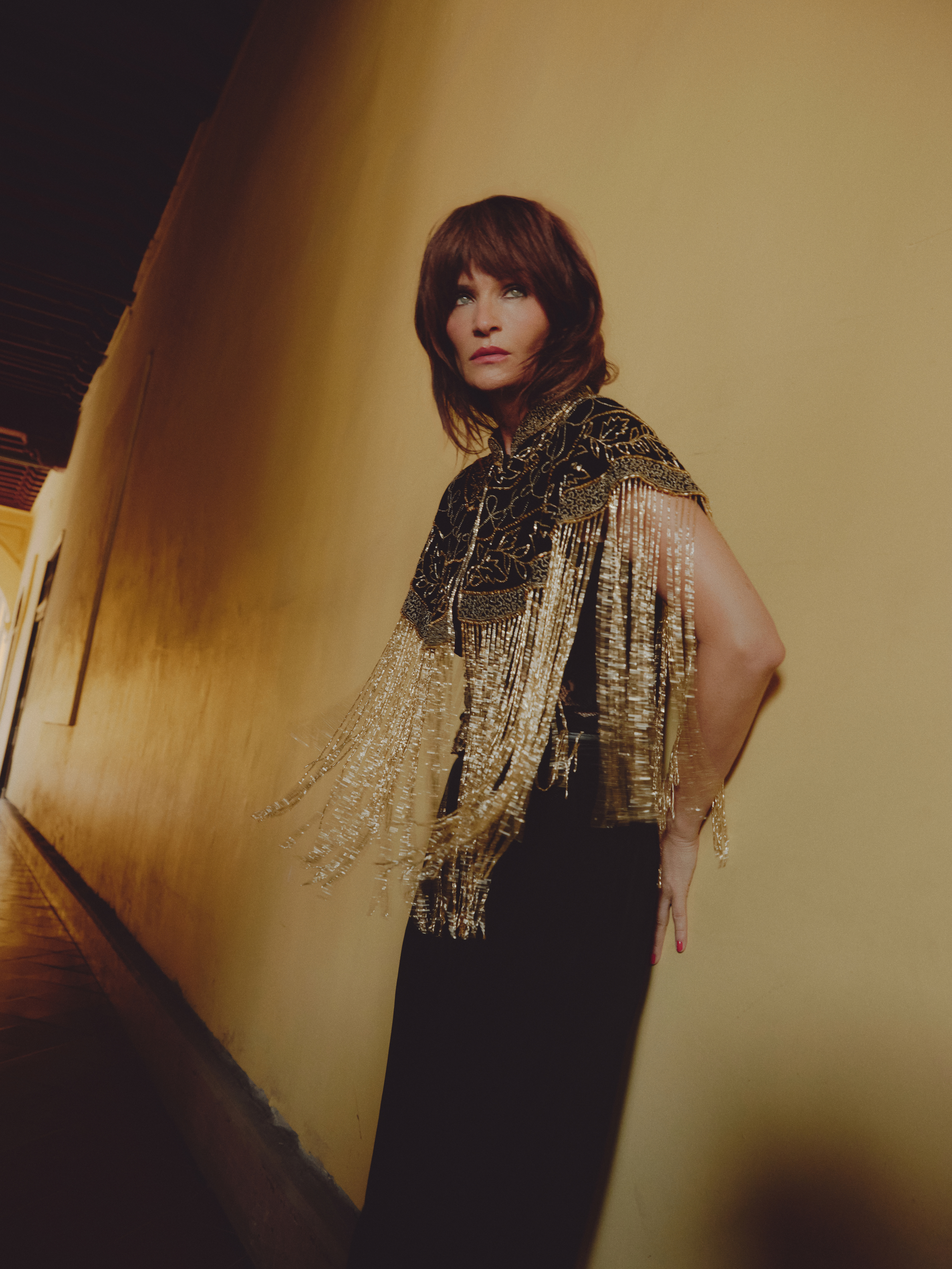 Velvet cape with handmade beads embroidery
