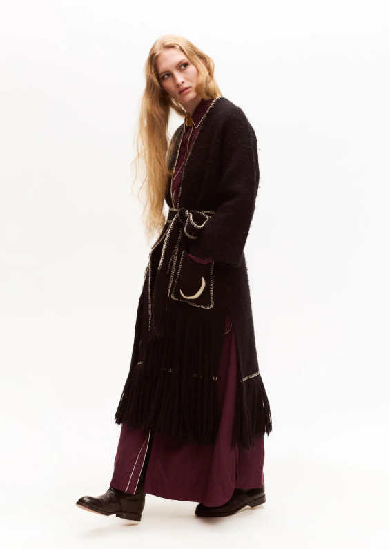 Handmade loom coat with handstitched finishing