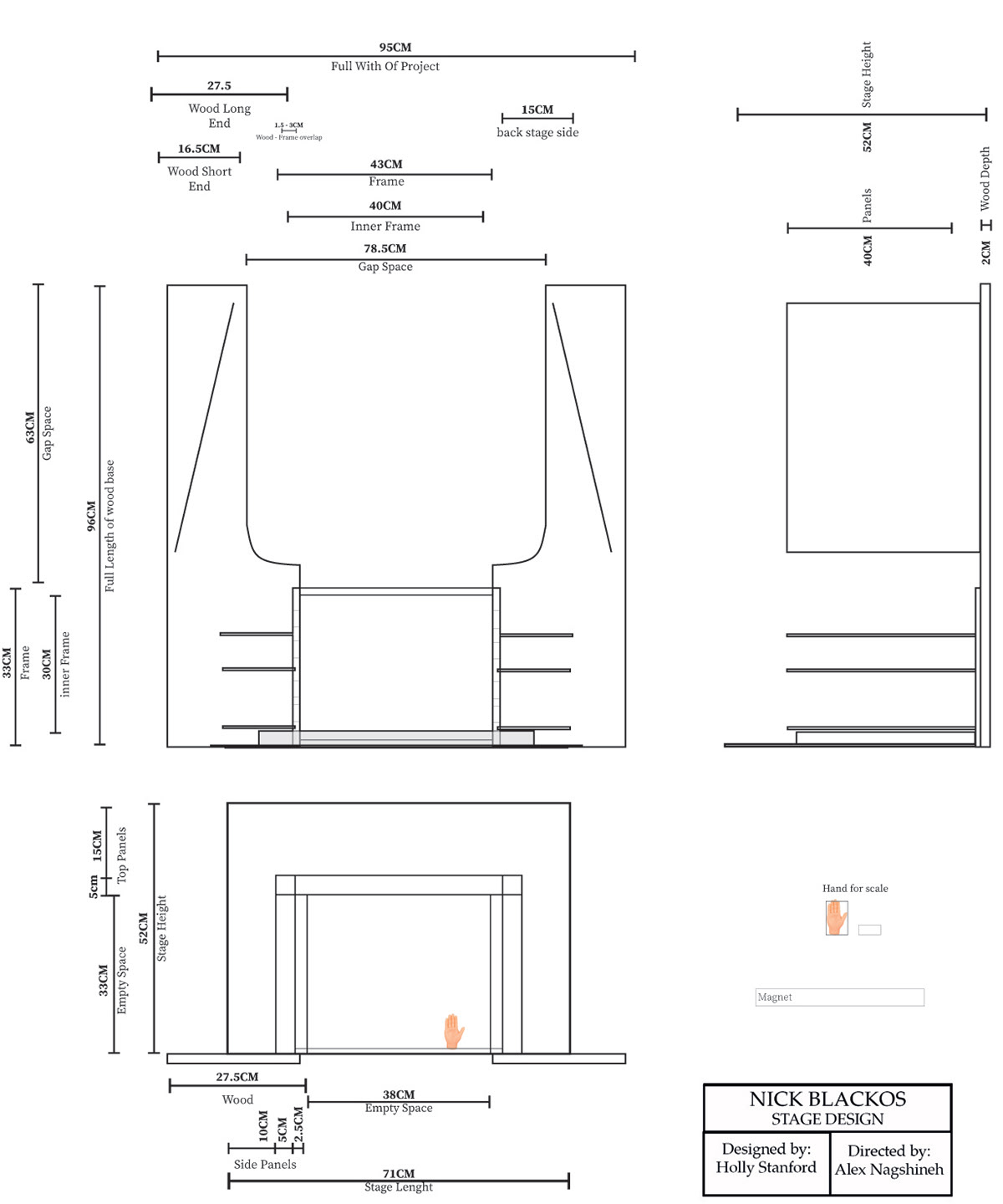 Stage Elevation Designs Nick Blackos, Bread Music Video - Elevations of a minute stage to be built and used in Nick Blackos Bread Music Video (unpublished)