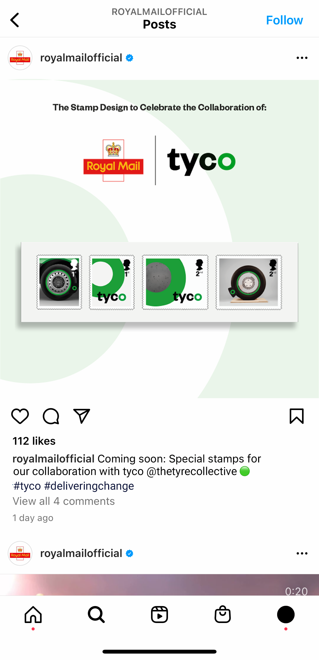 Royal Mail limited edition tyco stamps