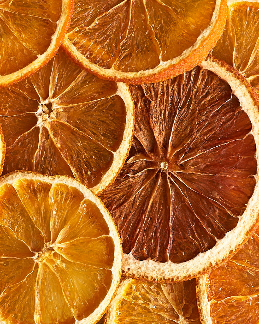 A food photography dried orange slices, made by Kata Endrodi, a food photographer in Montreal