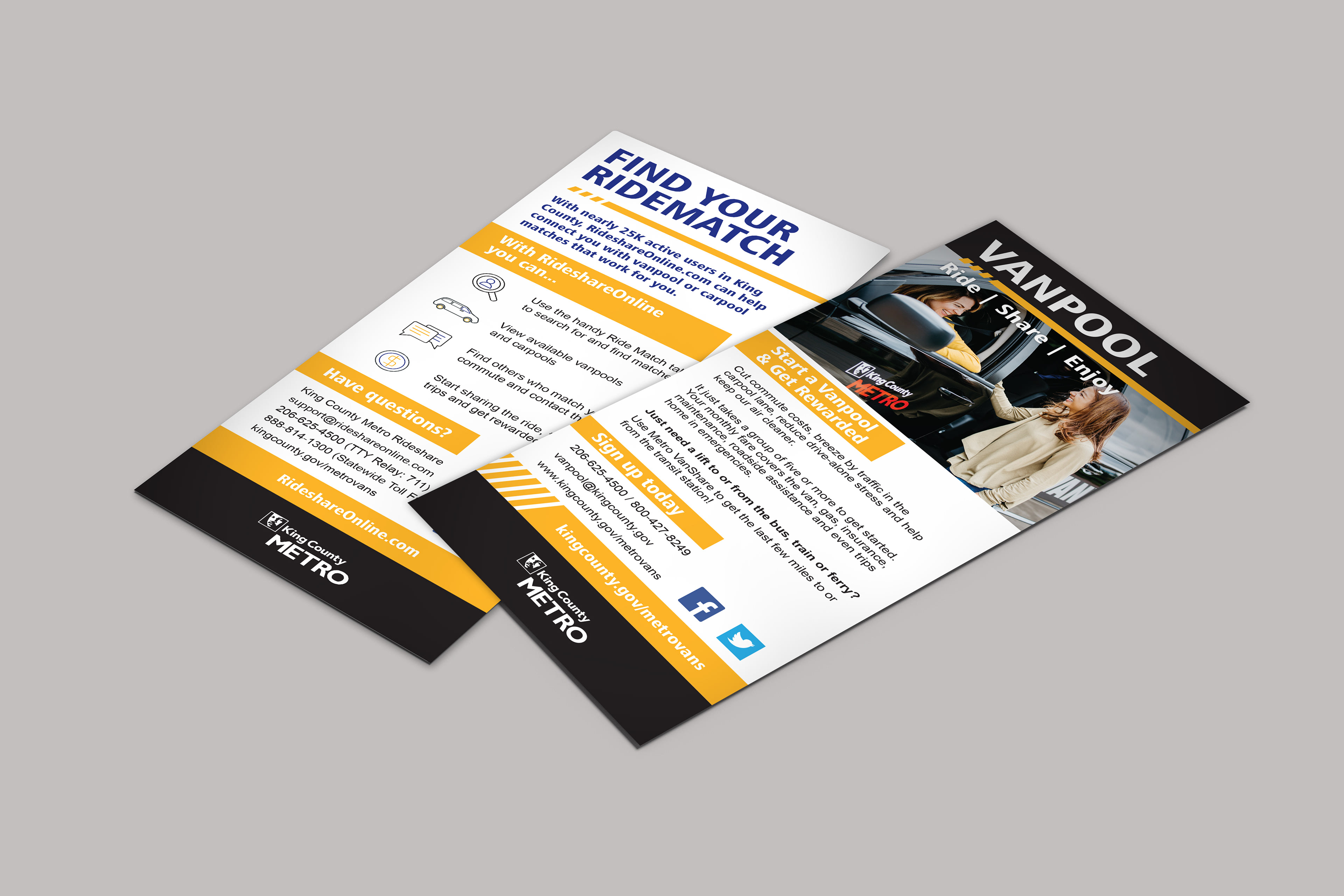 King County Metro - VanPool Rack Card Brochure