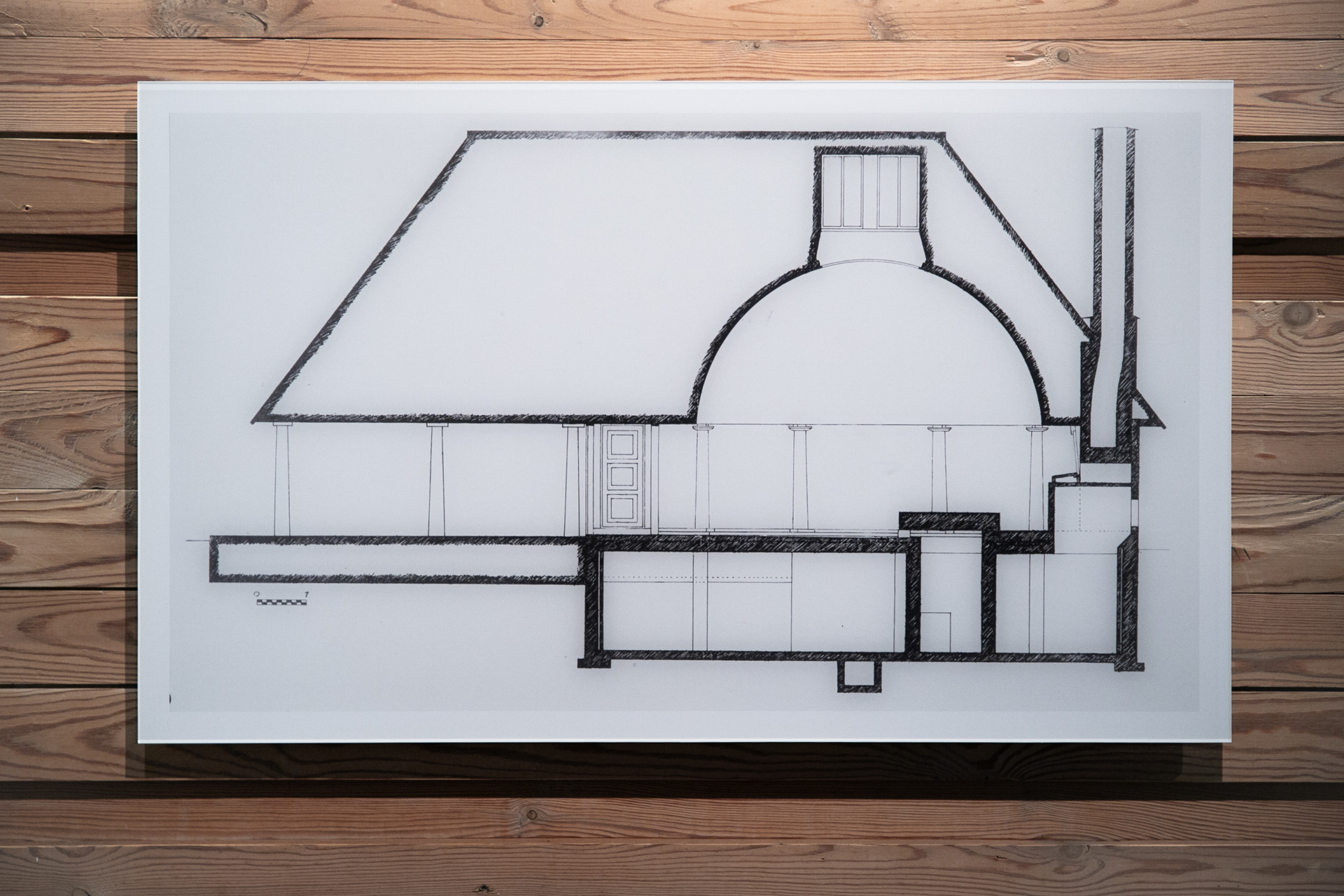 Section of the Woodland Chapel, designed by Gunnar Asplund, 1920.