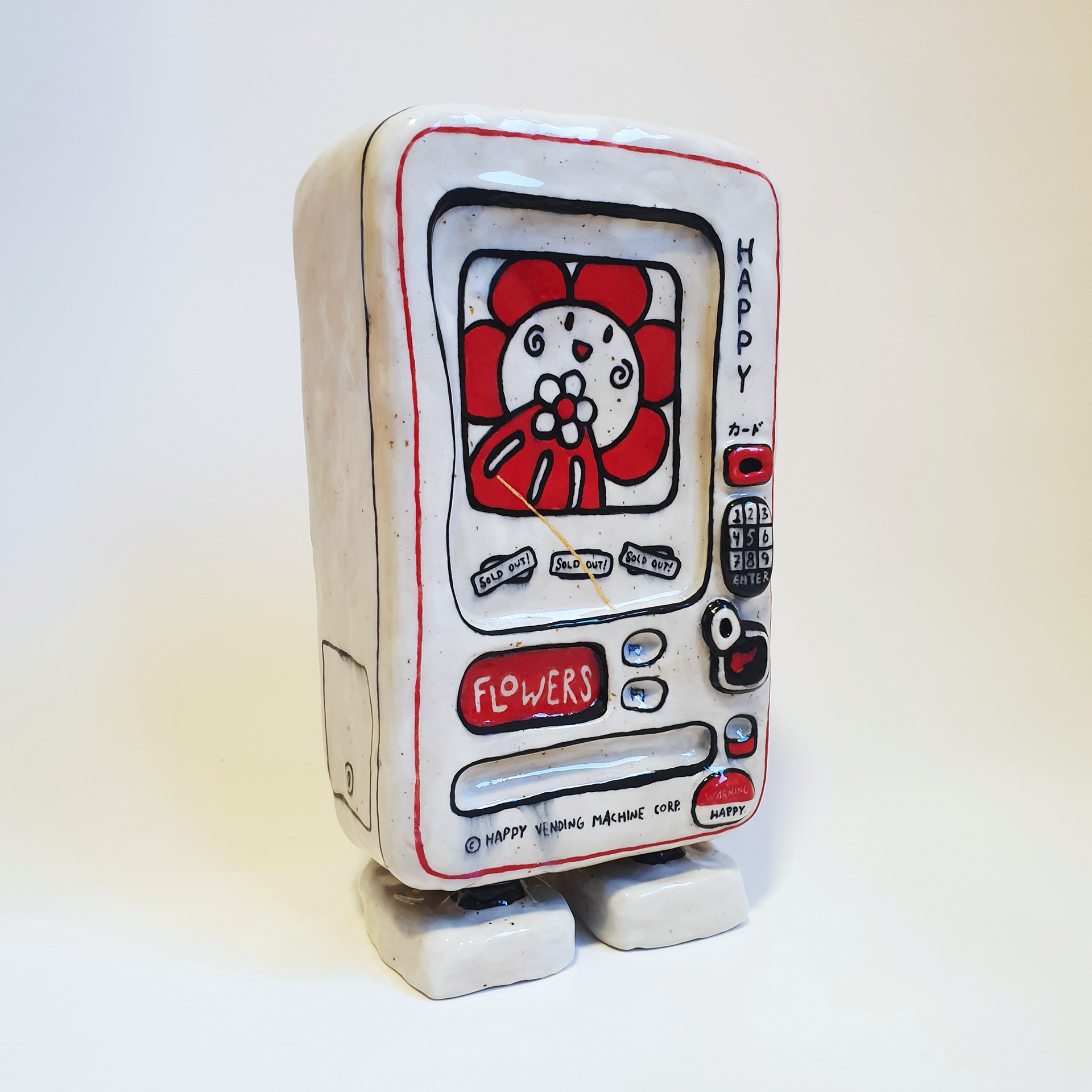 "Happy Vending Machine" 2024, Glazed ceramic stoneware, 15 x 29 x 9 cm