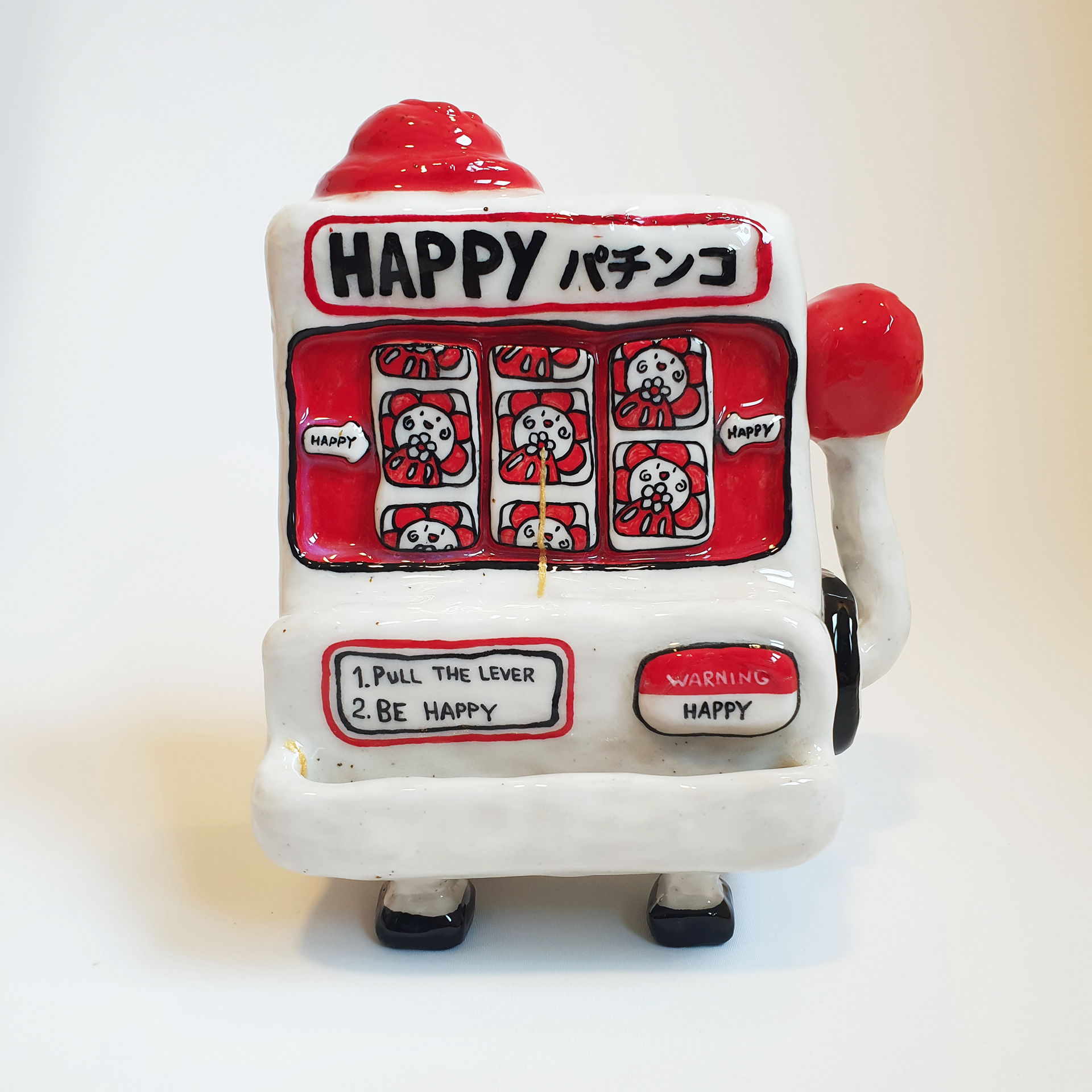 "Happy Slot Machine" 2024, Glazed ceramic stoneware, 20 x 18 x 11 cm