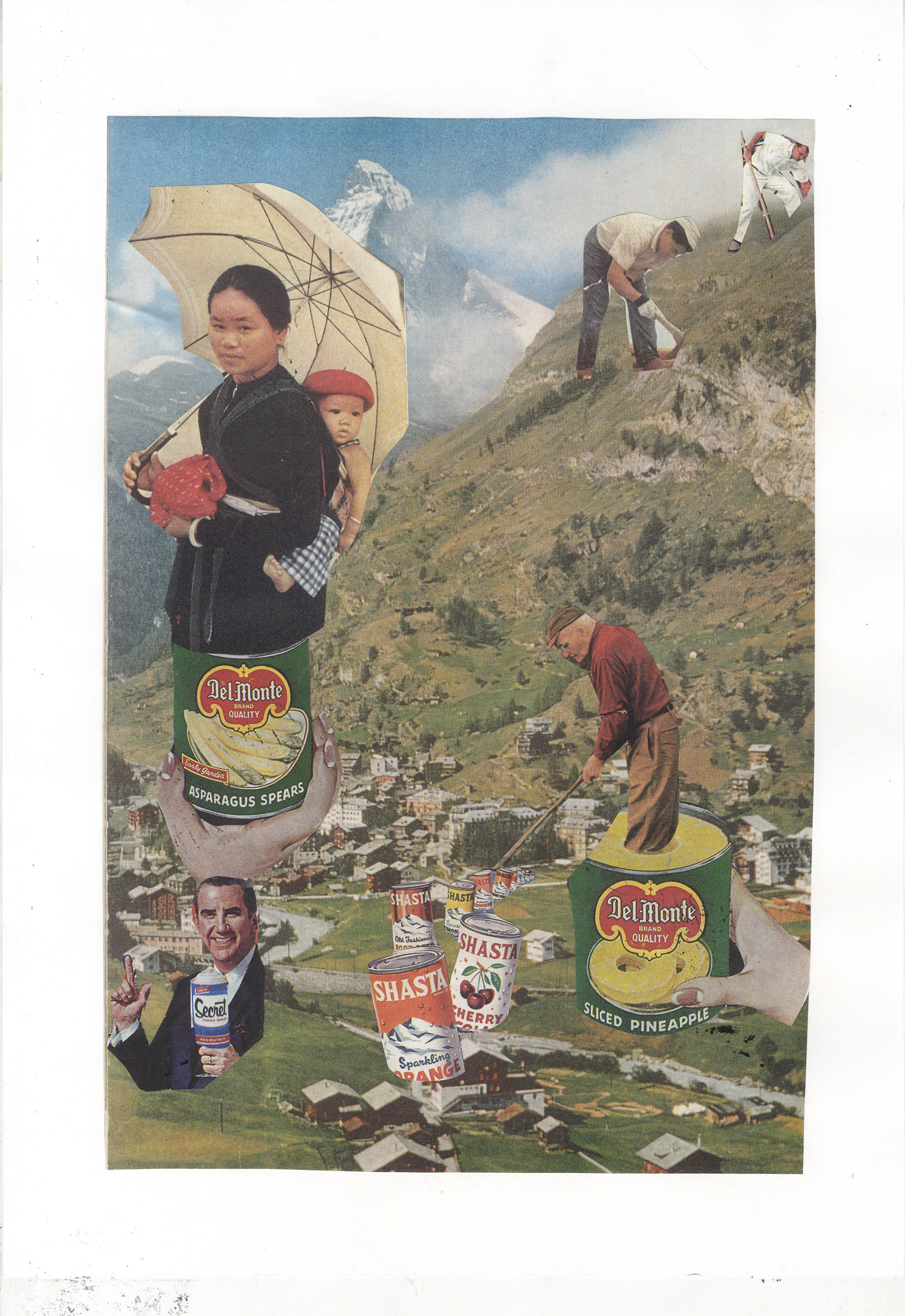  "The Production Company "  [A collage from cutouts relating to the gaze, work industry, the hierarchy of jobs and equality]