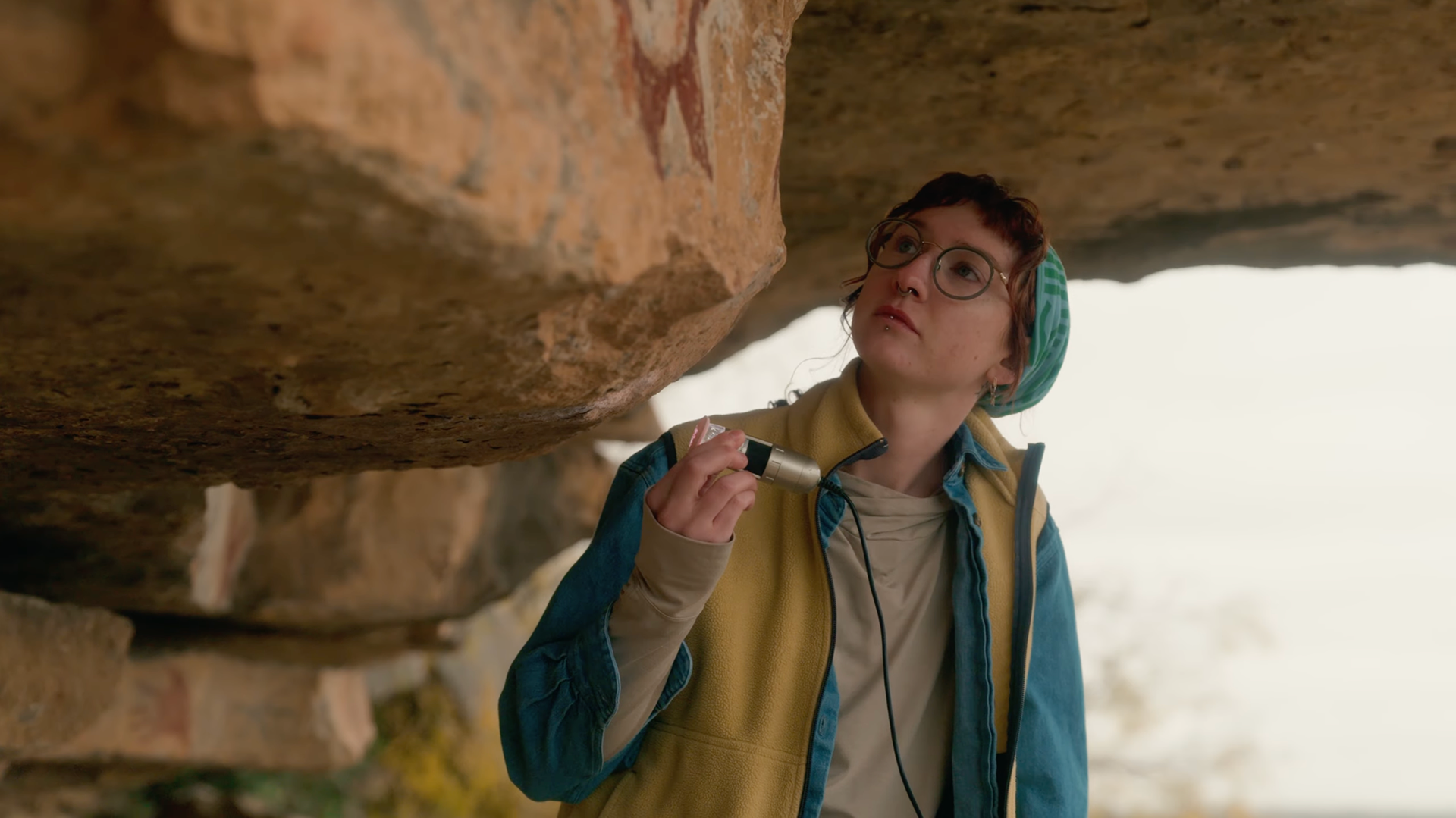A researcher uses a microscopic imaging tool to study rock art at the Painted Rocks Historical Site.