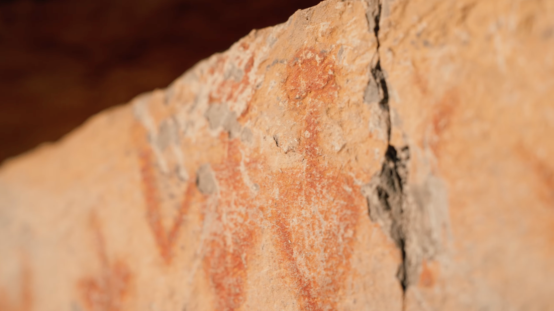 A detail shot of a pictograph at the Painted Rocks Historical Site.