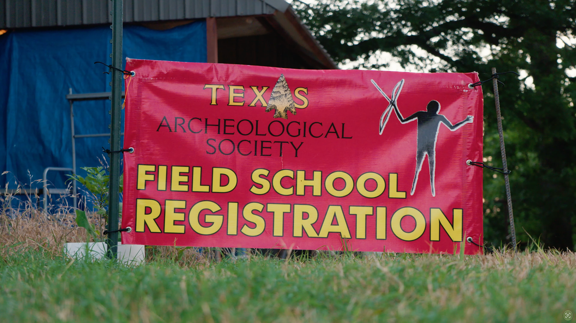 Registration signage  at the Texas Archeological Society Field School.
