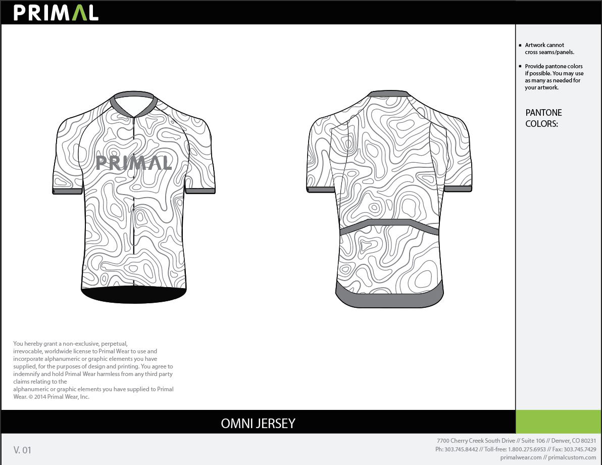 Inline Jersey "Topogrpahy" for Primal Wear by Colin Crawford