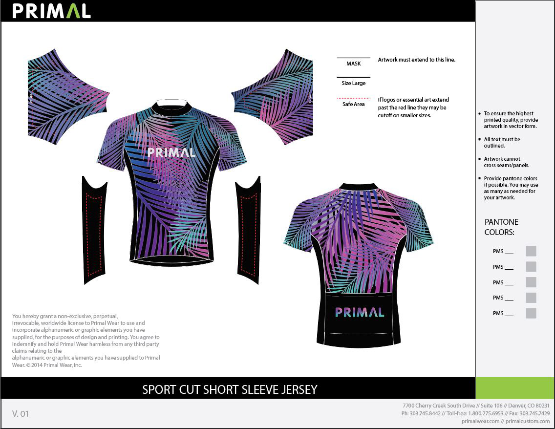Inline Jersey "Palms" for Primal Wear by Colin Crawford