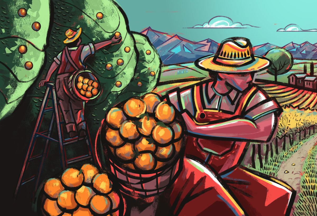 Mural illustration depicting California's Central Valley