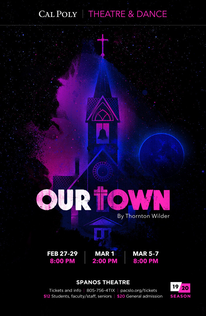 Theatre poster artwork for Our Town by Thornton Wilder