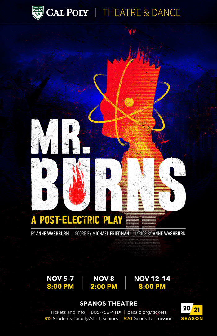 Theatre poster artwork for Mr. Burns